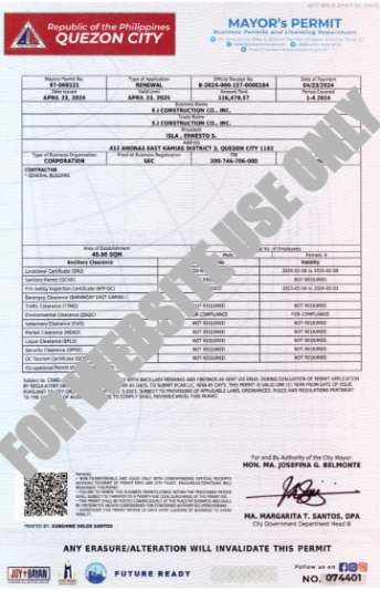 1)Mayor’s Permit