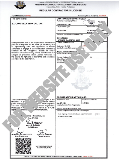 2)Regular Contractor’s License
