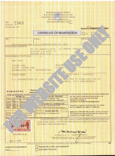4)BIR Certificate of Registrations