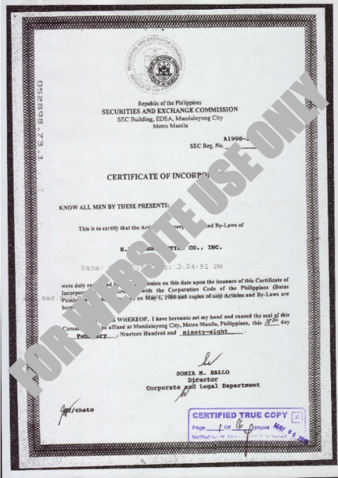 5)Certificate of Incorporation